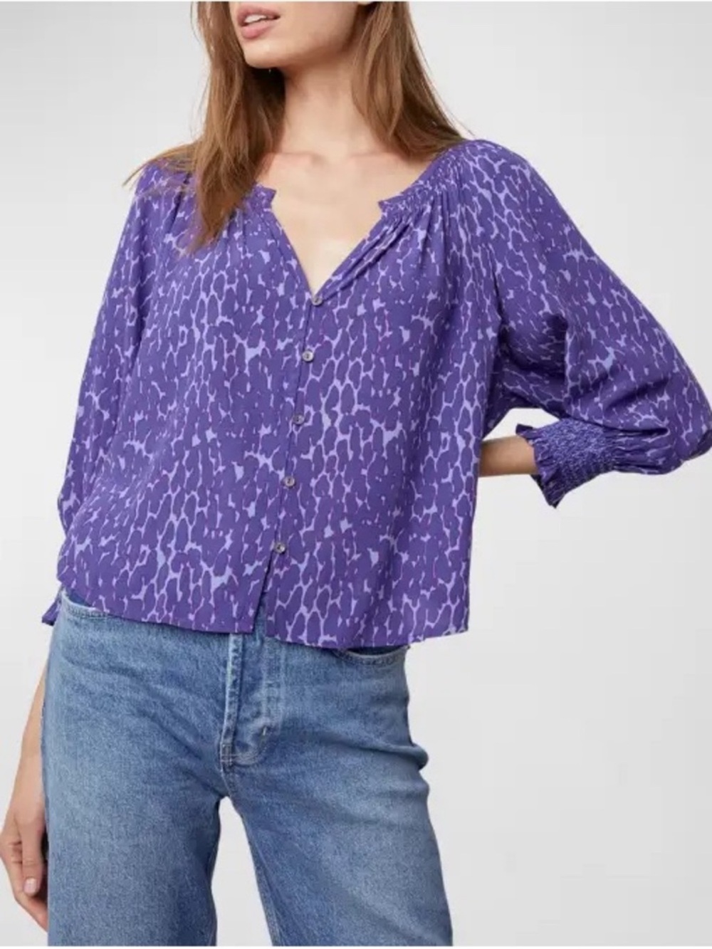 Rails Mariah Static Purple Leopard Printed Blouse
